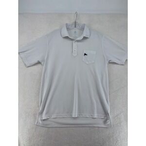 Turtleson Tour Performance Polo Shirt Mens Large White Short Sleeve Flag Logo